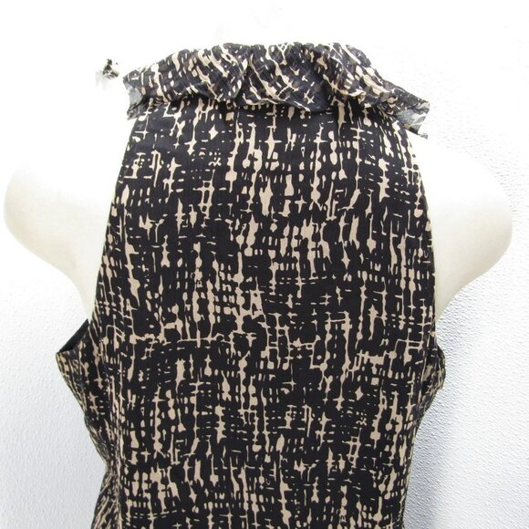 NEW LELA ROSE Women's Silk Ruffle Blouse Brown/Black Size 8 - Picture 9 of 12